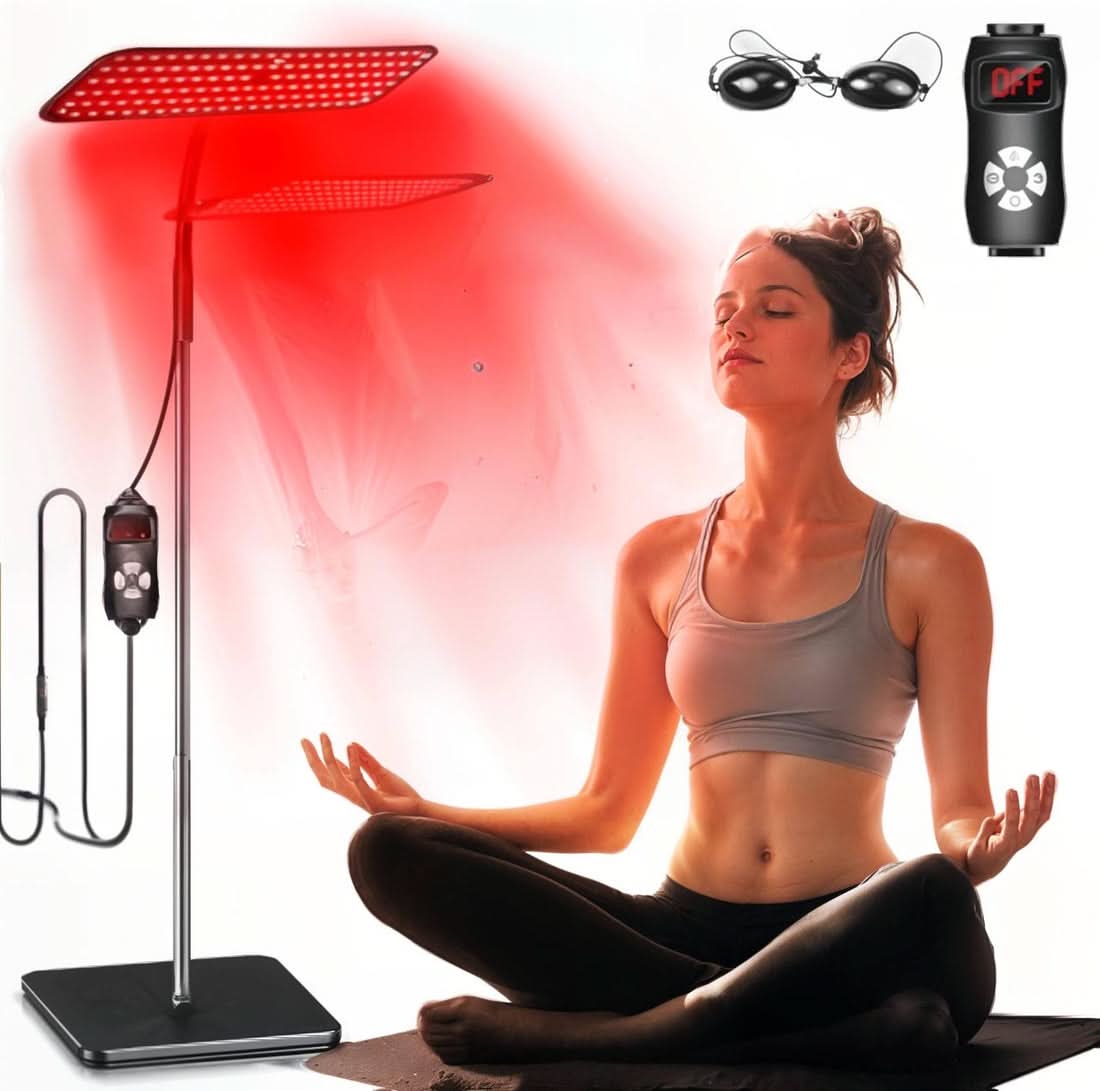 Red Light Therapy Lamp – 660nm & 850nm Red & Near-Infrared Light for Pain Relief, Skin Health & Muscle Recovery | Portable with Remote Control
