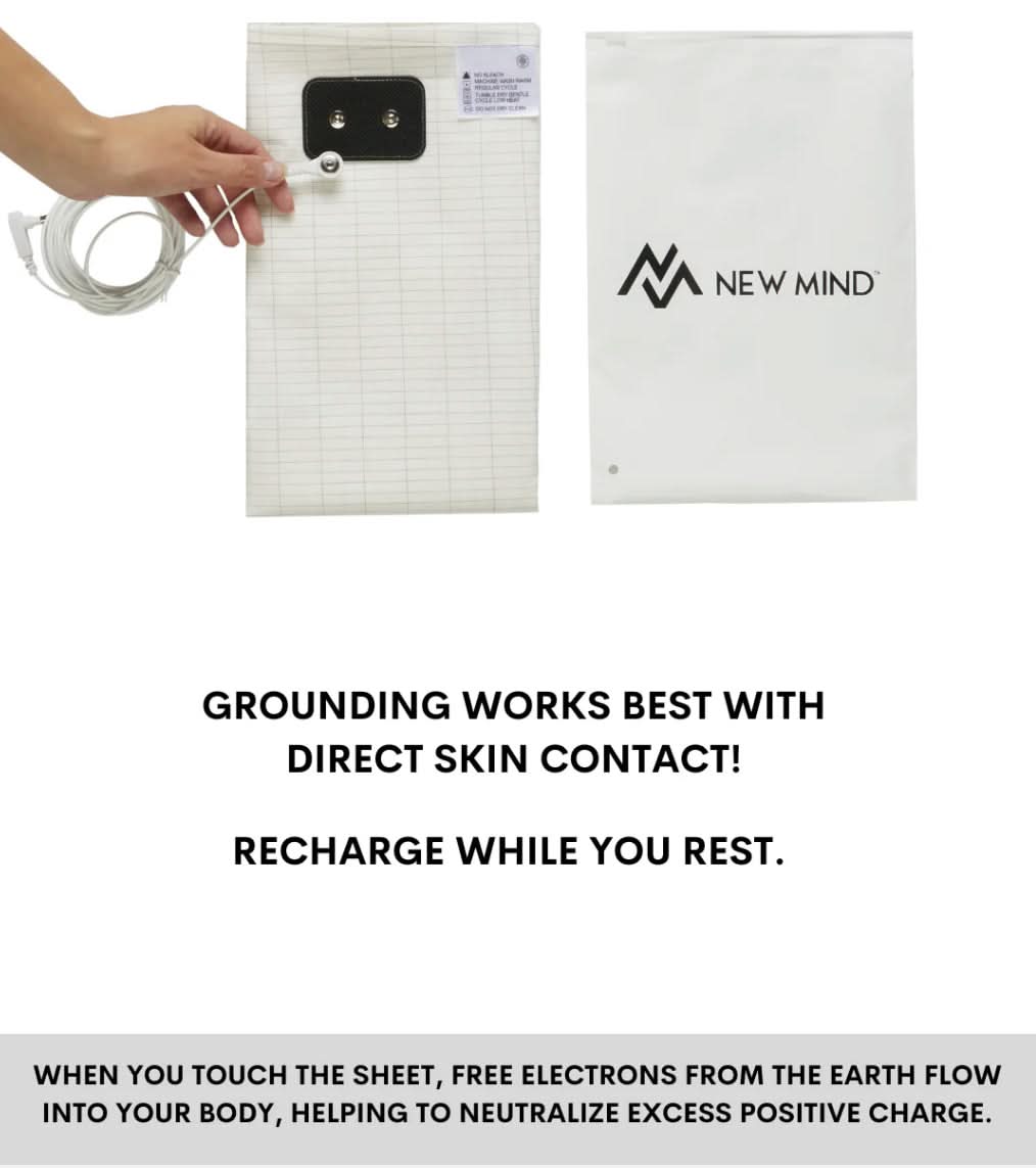 NEW MIND Grounding Bed Sheet – Organic Cotton with Silver Fibers for Better Sleep, Stress Relief & Recovery | Universal Fit 265x60 cm