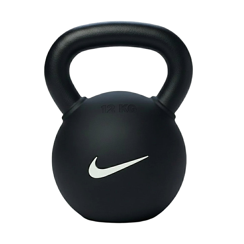 Nike Rubber Coated Kettlebell Strength Training Rubber Kettlebells - Black White 12