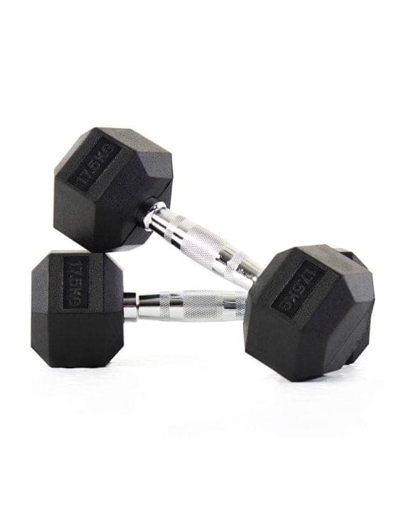 Liftdex Rubber Hex Dumbbell Pair, 5 KG - 30 KG - Athletix.ae