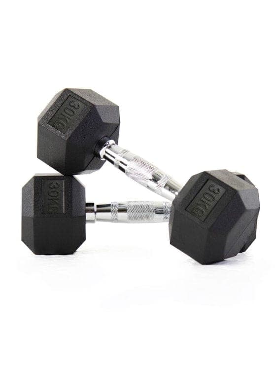 Liftdex Rubber Hex Dumbbell Pair, 5 KG - 30 KG - Athletix.ae