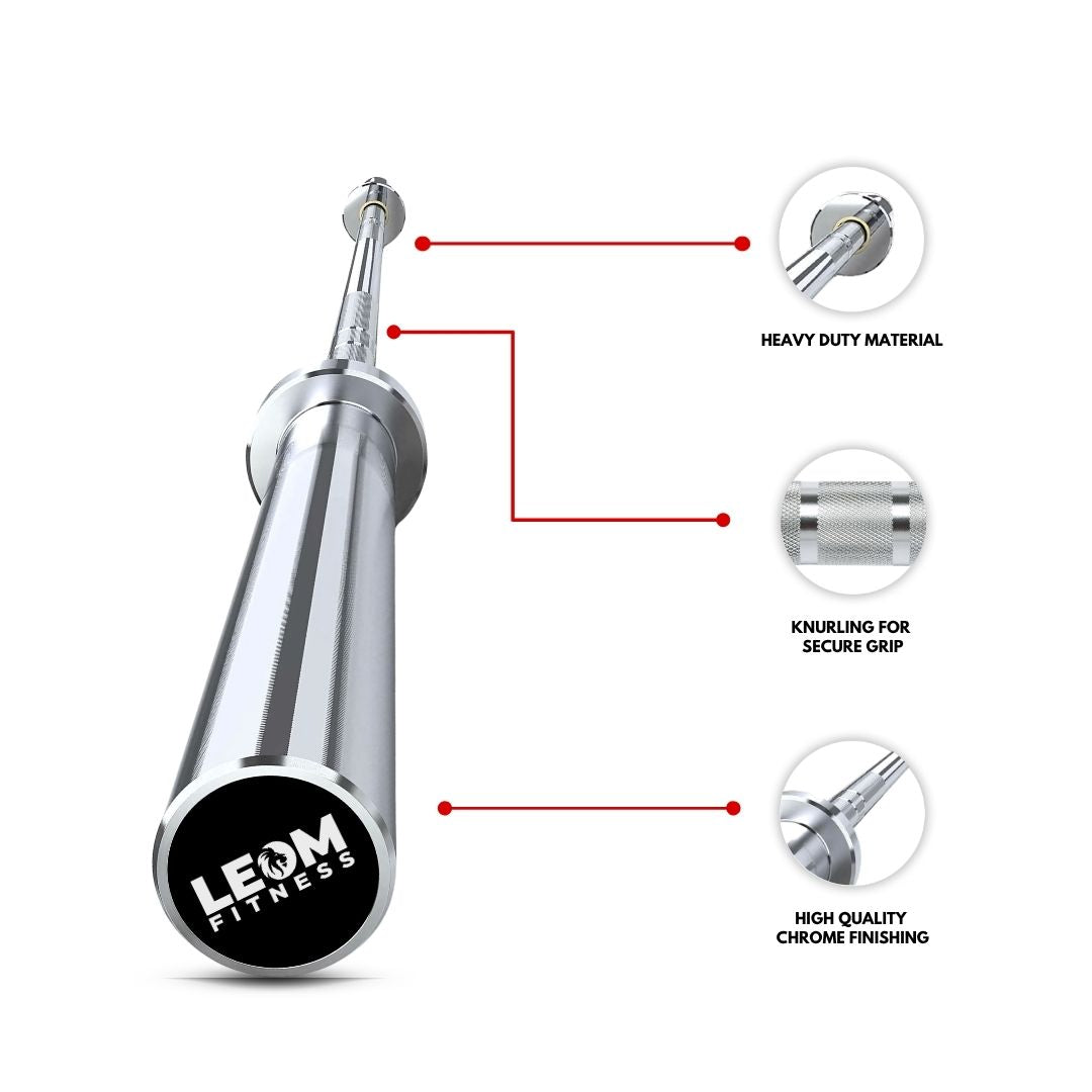Leom Fitness 4 - 7 ft Straight Olympic Barbells with Collars | 7 - 20kg