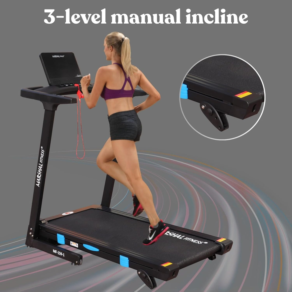 MF 3.5HP Foldable Treadmill 47cm Wide Belt 16 km/h 120kg