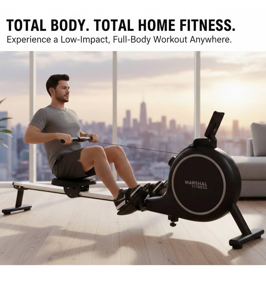 MF Magnetic Rowing Machine 16-Level Resistance Aluminium Rail