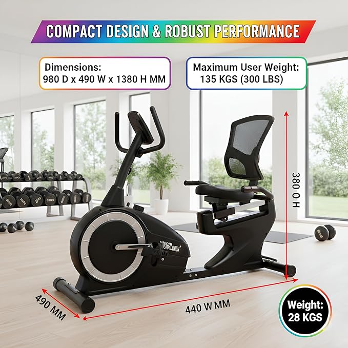 Marshal Recumbent Exercise Bike Ð 8 Level Magnetic Resistance