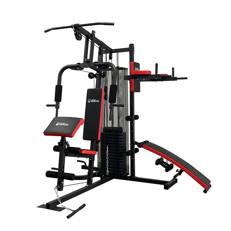 MF Three Station Home Gym with 150lbs Weight Plates | MF-8114-2ST