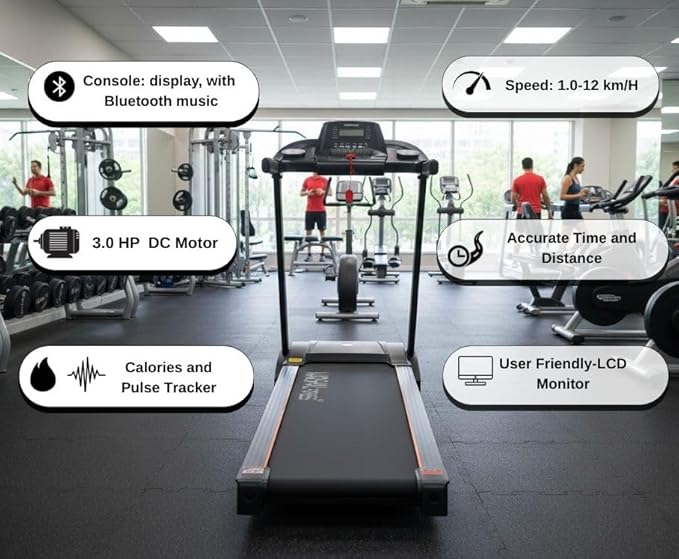 MF 3HP Foldable Home Treadmill 3-Level Manual Incline 120kg