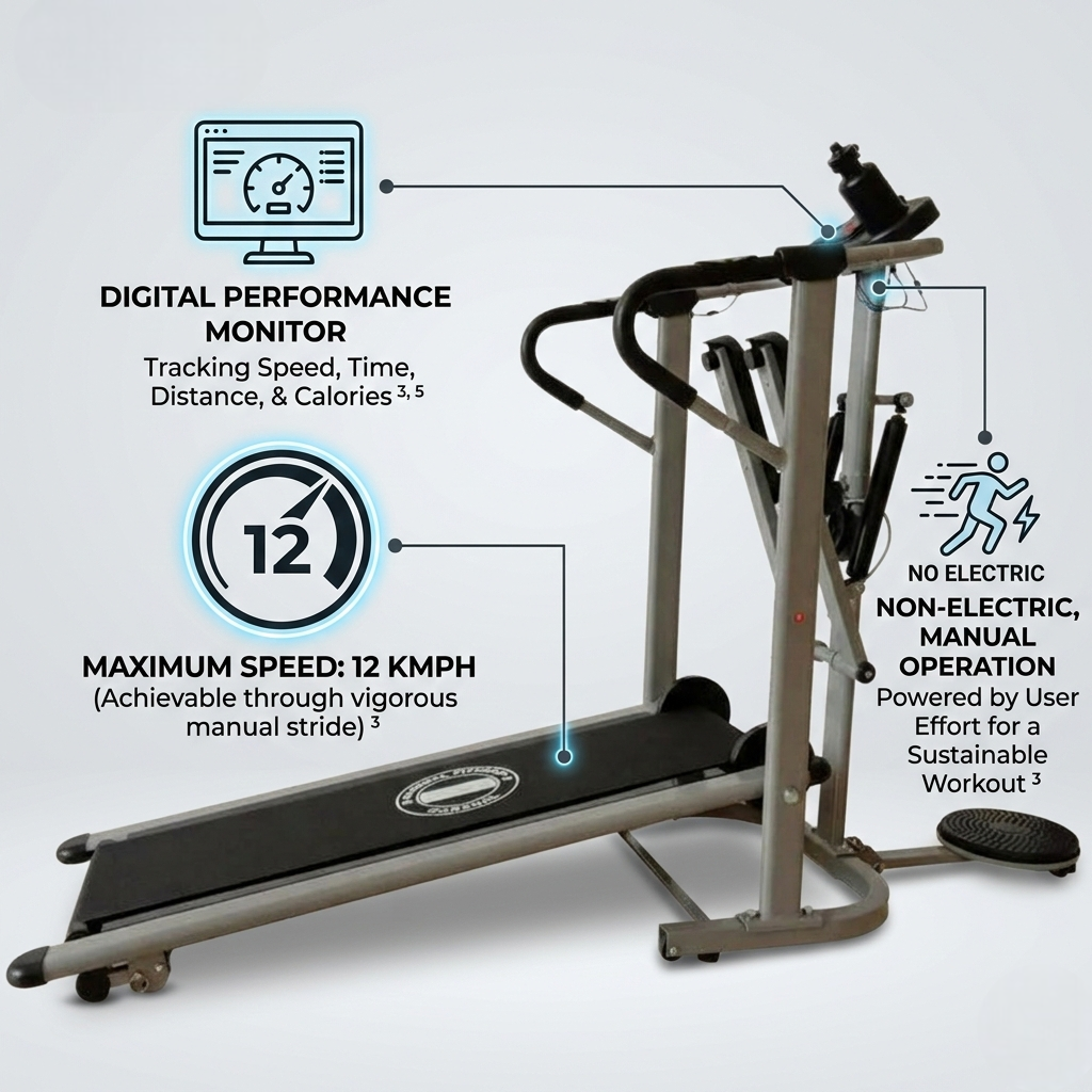 MF Foldable Manual Treadmill 170cm Full-Length Belt 100kg