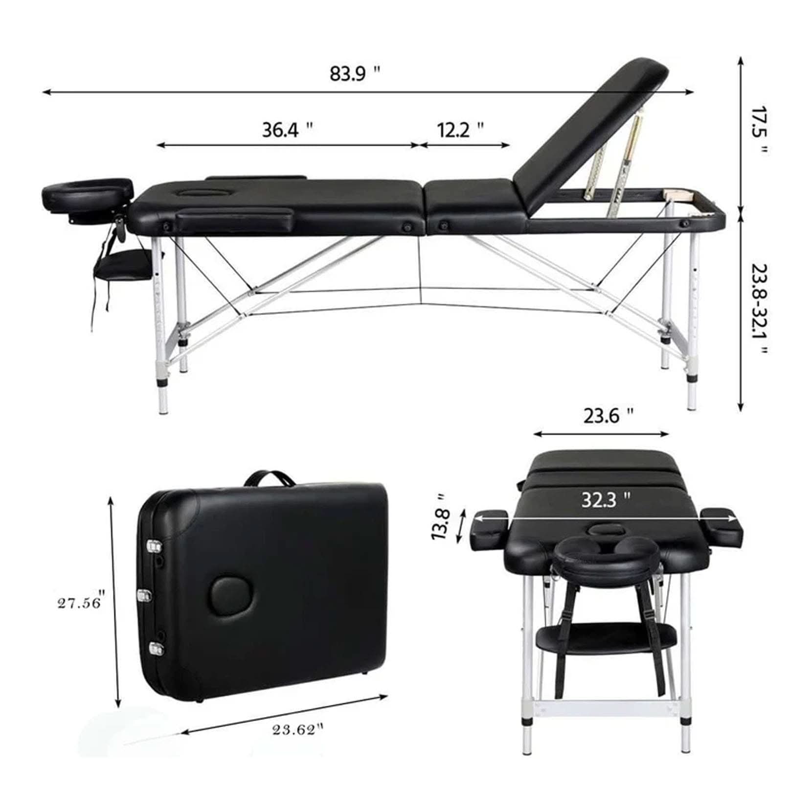 Nourest Three Foldable Professional Massage Table with Aluminum Frame