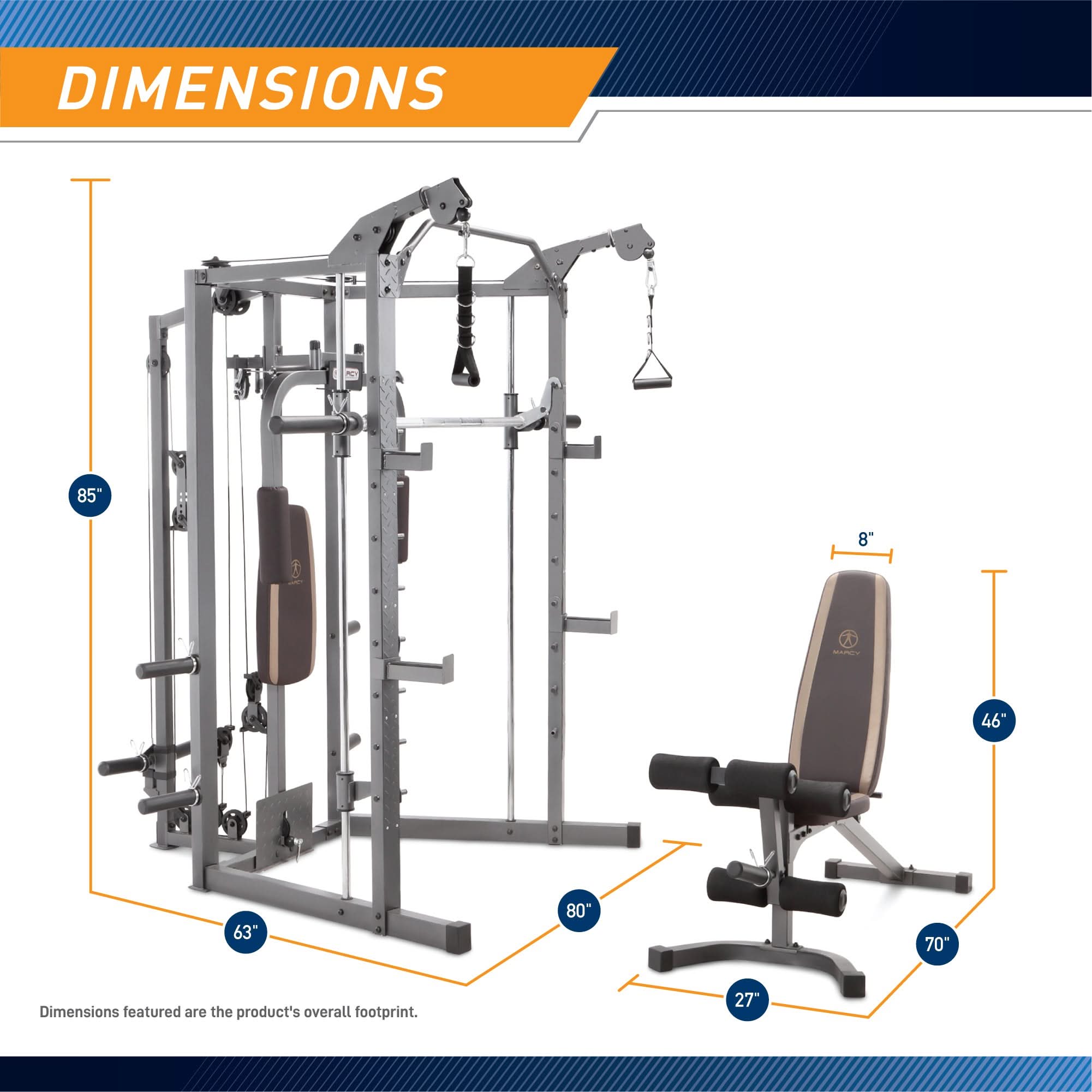 Combo | Marcy Smith Machine with Bench, SM-4008, Brown