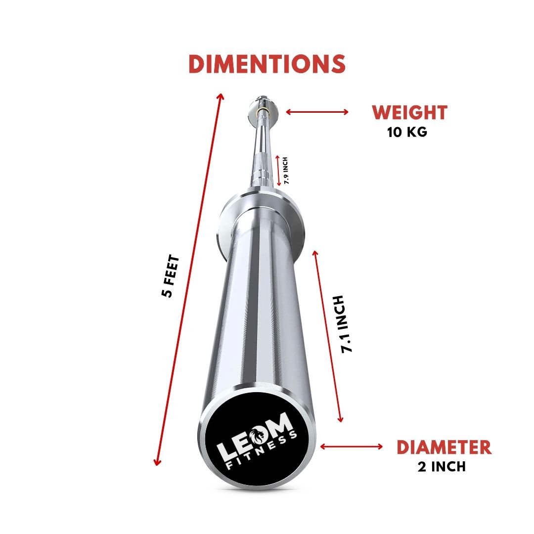 Leom Fitness 4 - 7 ft Straight Olympic Barbells with Collars | 7 - 20kg