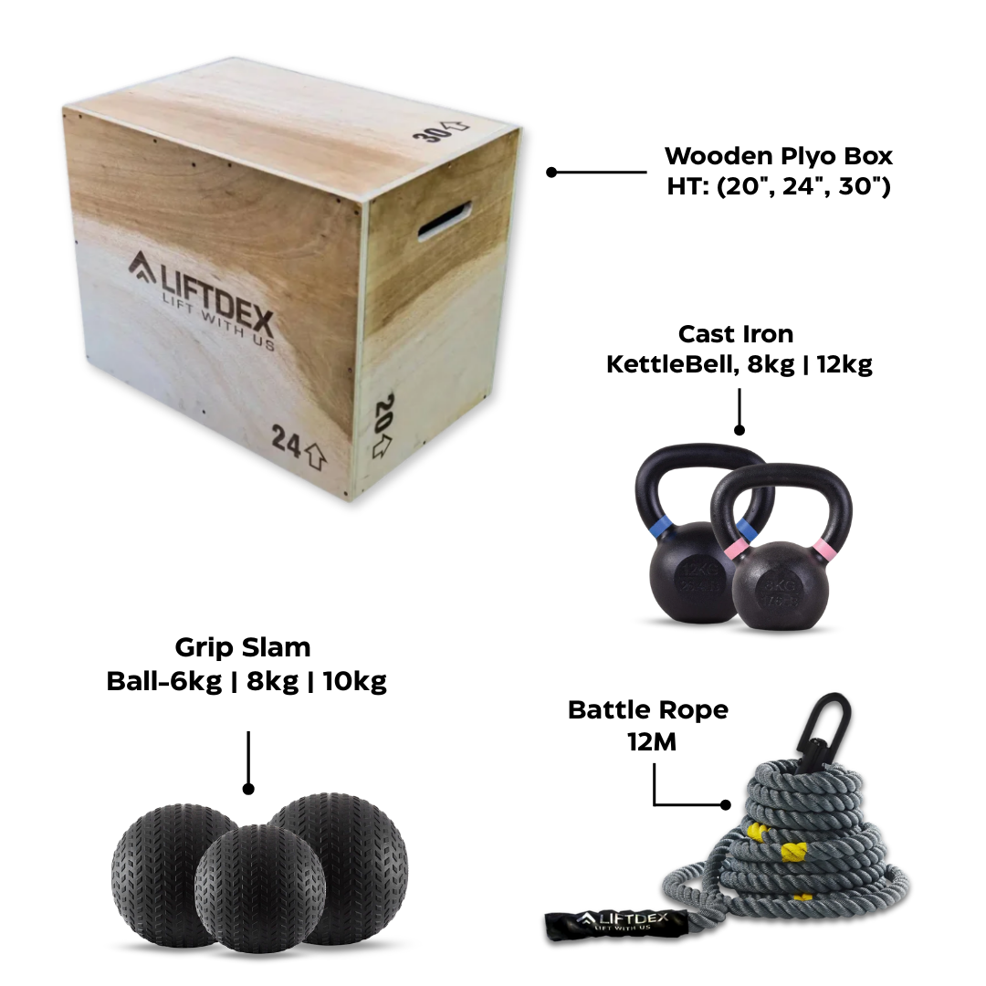 Athletix CrossFit Starter Kit – Slam Balls, Battle Rope, Plyo Box, and Kettlebells for Ultimate Functional Training