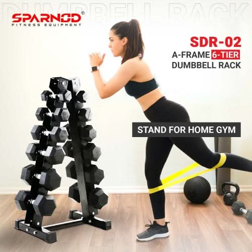 Sparnod Fitness A-Frame 6-Tier Dumbbell Rack Stand (Dumbbells Not Included), SDR-02