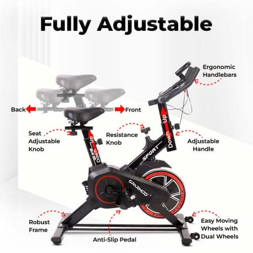 Sparnod Fitness Exercise Bike With 8Kg Flywheel & Hand Pulse, SSB-08