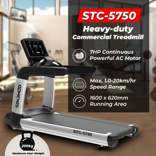 Sparnod Fitness, (7 HP AC Motor) Alphanumeric LED Display Treadmill, STC-5750