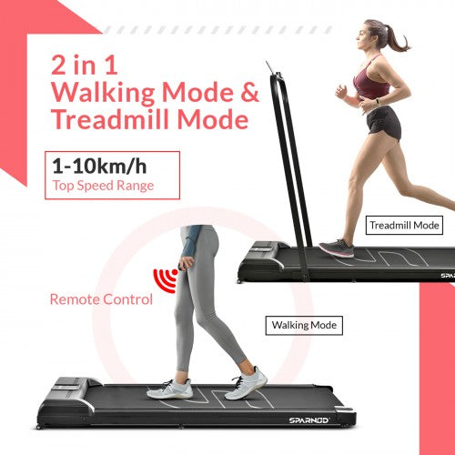 Sparnod Fitness, (2.5 HP DC Motor) Foldable 2-in-1 Treadmill, STH-3005