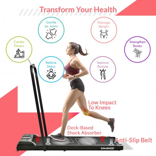 Sparnod Fitness, (2.5 HP DC Motor) Foldable 2-in-1 Treadmill, STH-3005