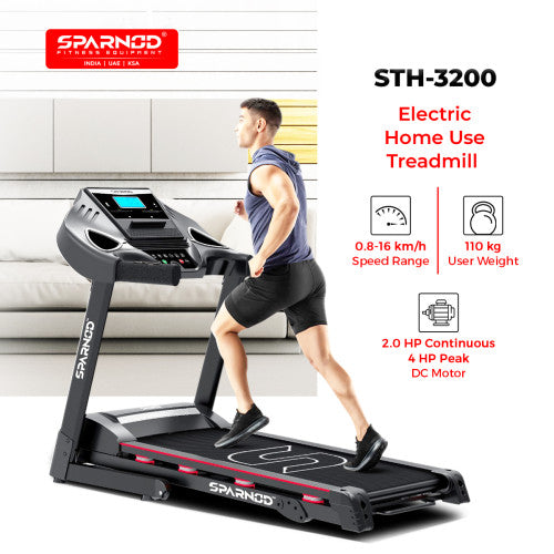 Sparnod Fitness, (4 HP Peak DC Motor) Advanced Treadmill, STH-3200