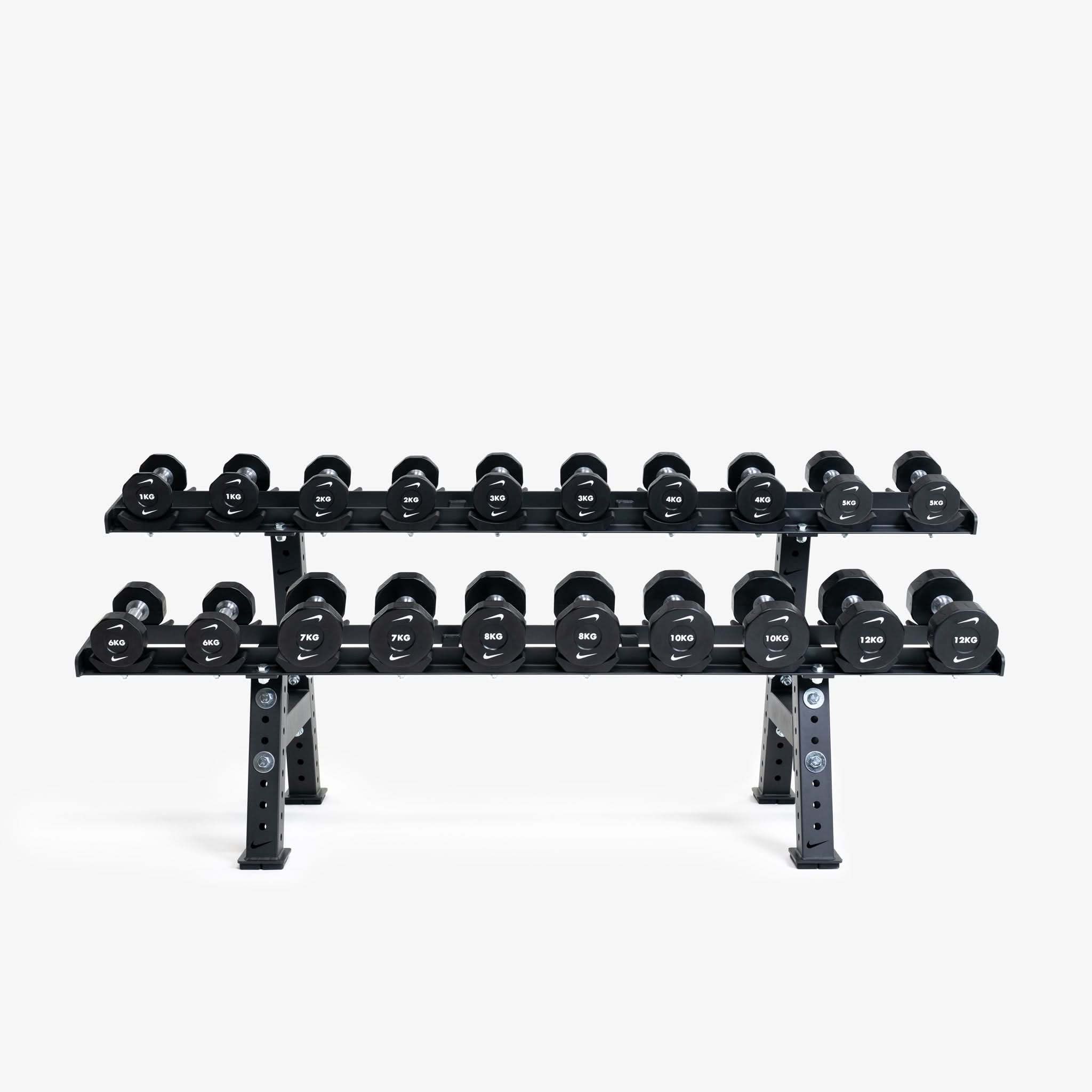 Nike Urethane Dumbbell Set (1–12 Kg or 22–40 Kg) with Commercial Rack