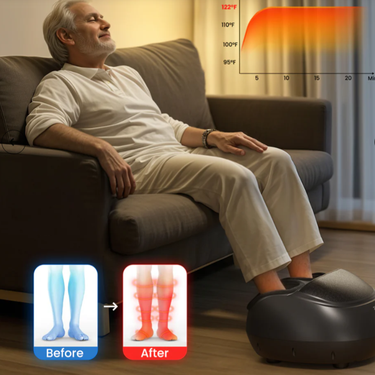 Renpho Foot Massager Machine with Heat, Shiatsu Massager Deep Kneading Therapy Black