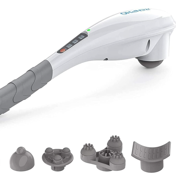 Renpho Rechargeable Hand Held Deep Tissue Massager for Muscles, Back, Foot, Neck, Shoulder, Leg, Calf Cordless Electric Percussion Body Massage White