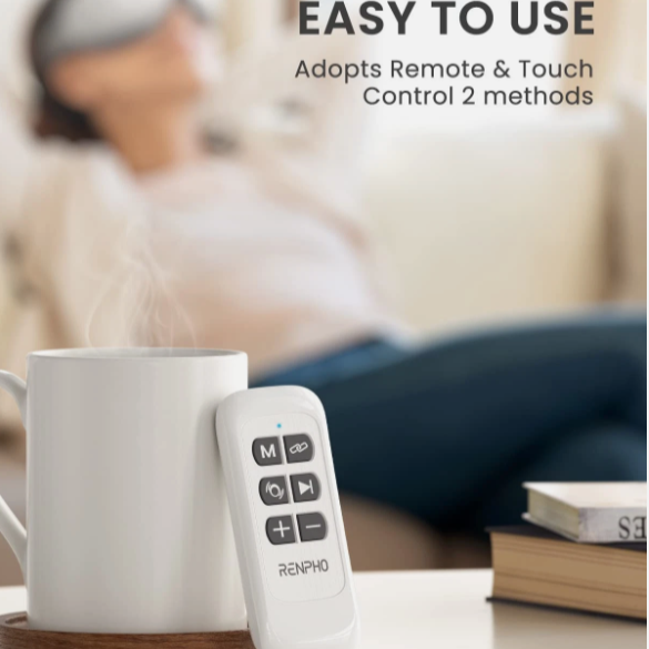 Renpho Eye Massager with Heat & Bluetooth Music, Rechargeable Eye Care Machine with 5 Modes With Remote, White