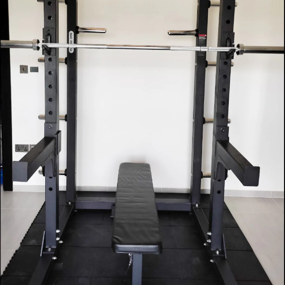 1441 Fitness Heavy Duty Semi Commercial Half Cage Squat Rack with Pull Up Bar J611