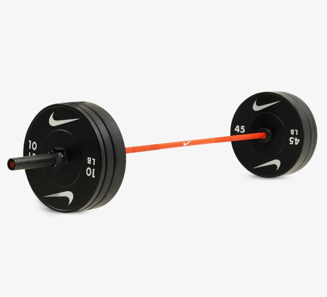 Nike Olympic Weight Plate & Barbell Set (60–160 Kg) Shield - 20 Kg (Orange) 120 Kg (Including Barbell) Black