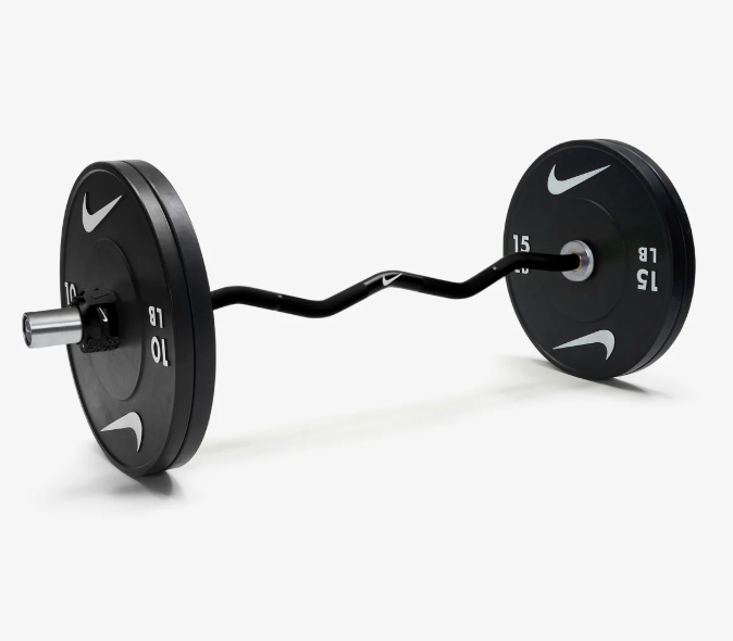 Nike 40 Kg EZ Curl Bar & Weight Plate Set with Collars (Black or Grind Options)