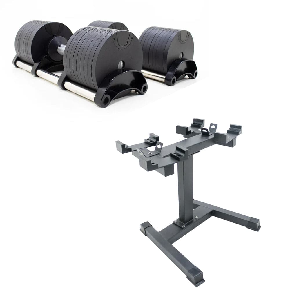 Powercore Smart Adjustable Dumbbells with Stand, 4 Kg - 36 Kg - Athletix.ae