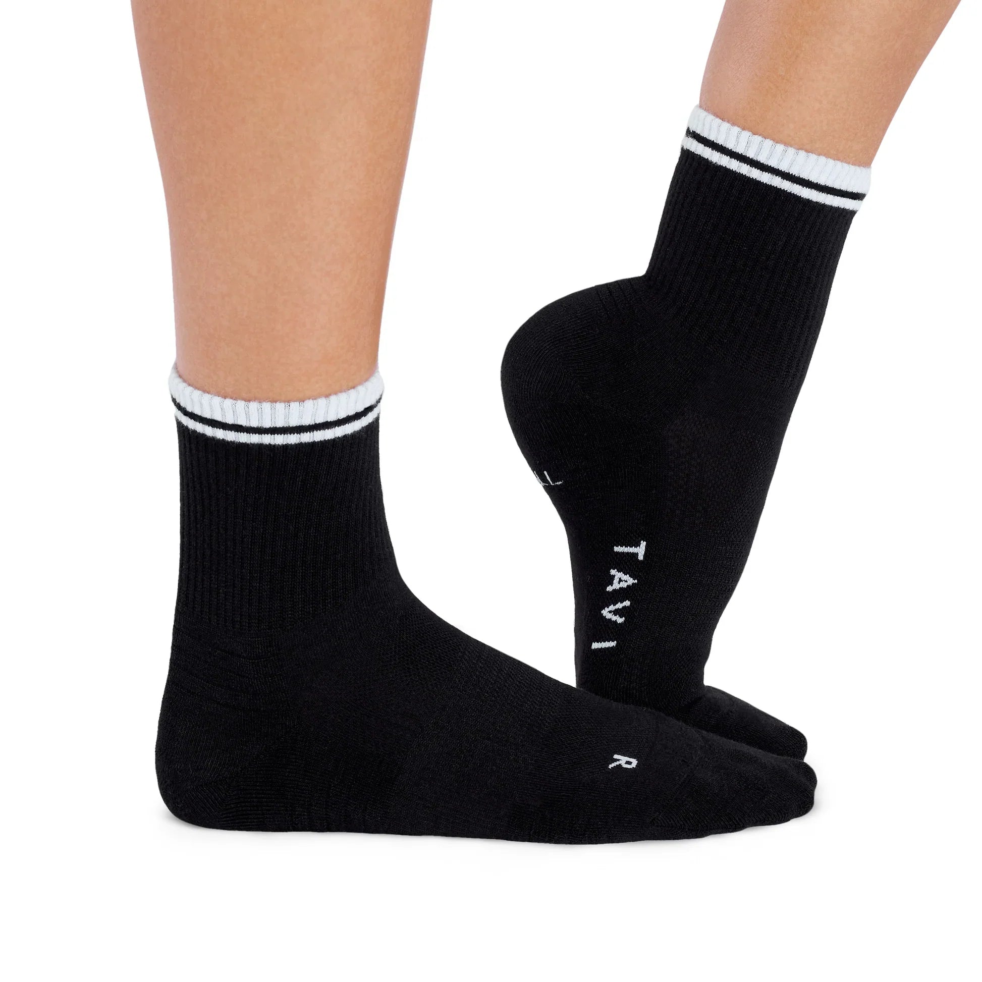 Tavi Mini Crew Grip Socks Black White