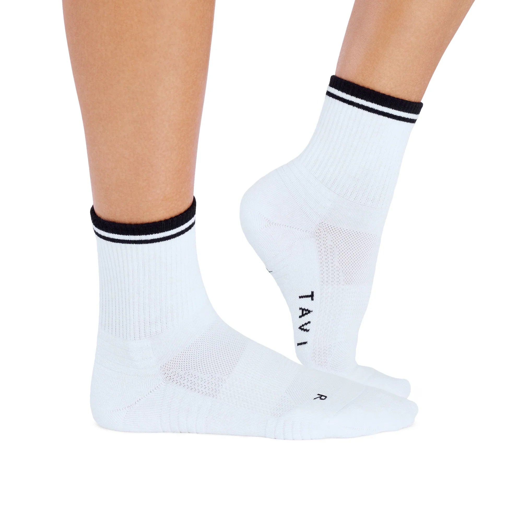 Tavi Mini Crew Grip Socks White Black