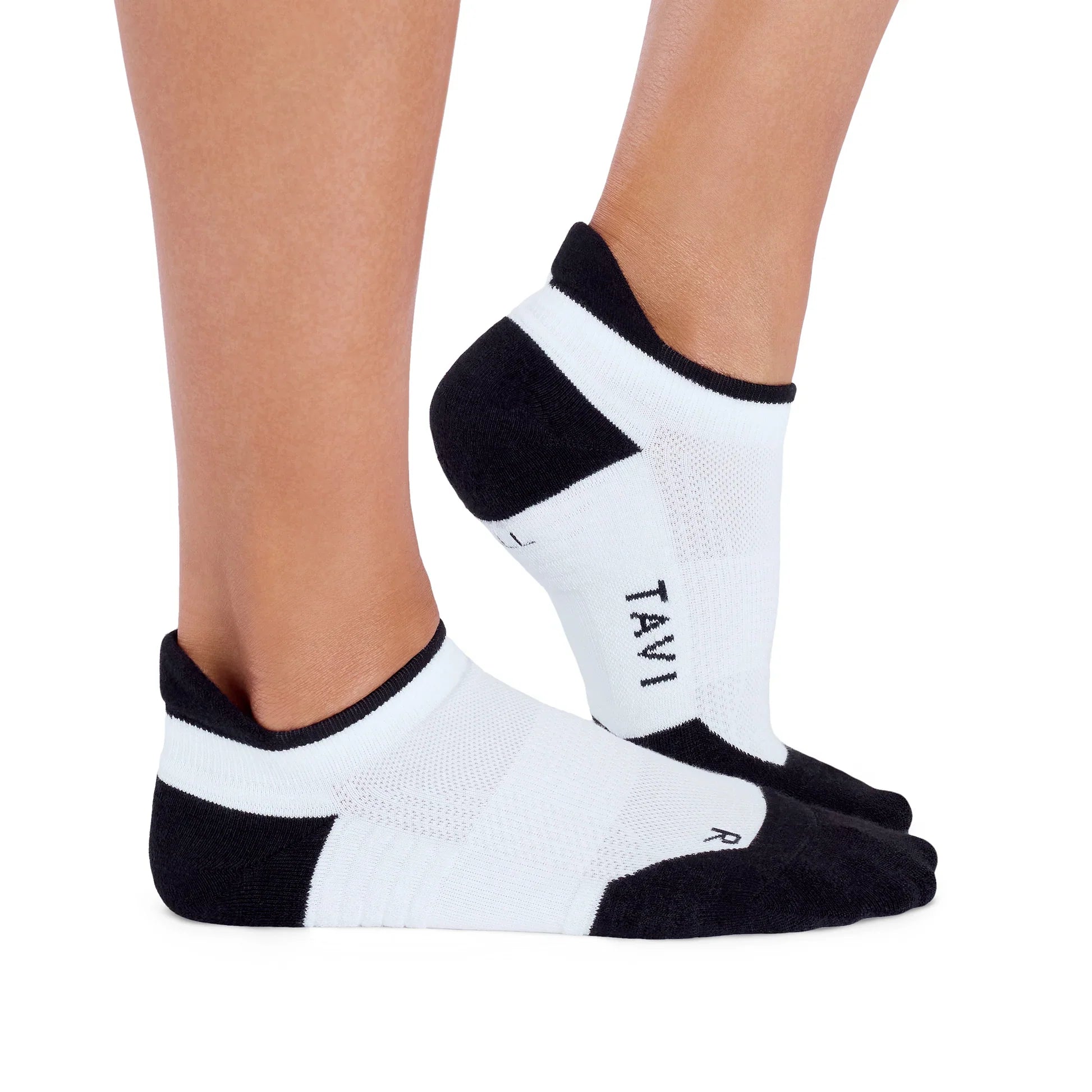 Tavi Sport Ankle Grip Socks White Black