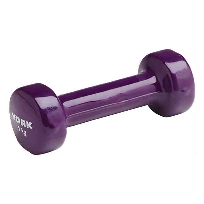 York, Fitness Single Vinyl Dipped Dumbbell, 1 Kg, 1671 Purple