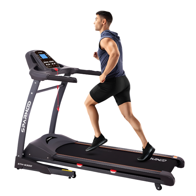 Sparnod Fitness, (2.75 HP DC Motor) Auto Incline Treadmill with heart rate Sensor, STH-5300