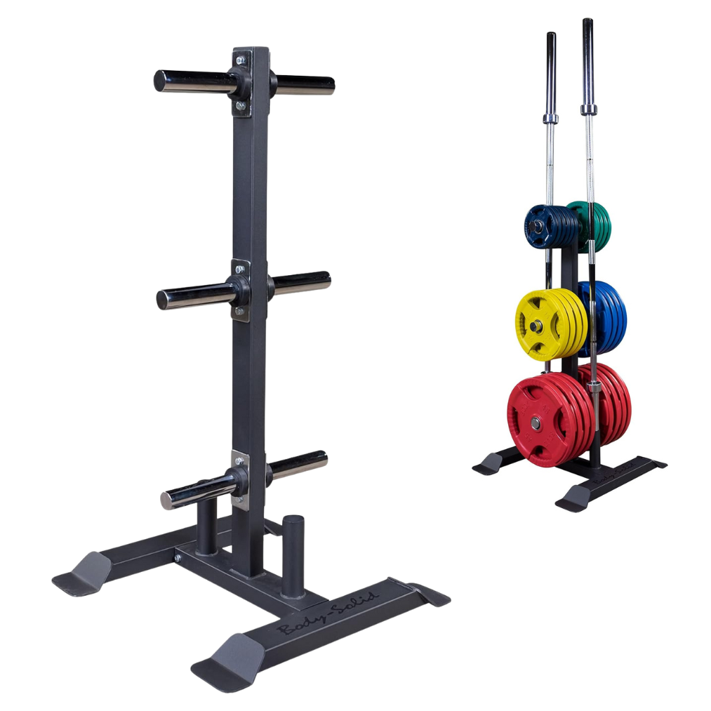 Body Solid GWT56 Vertical Weight Tree – Olympic Plate & Bar Holder (1000LB Capacity)