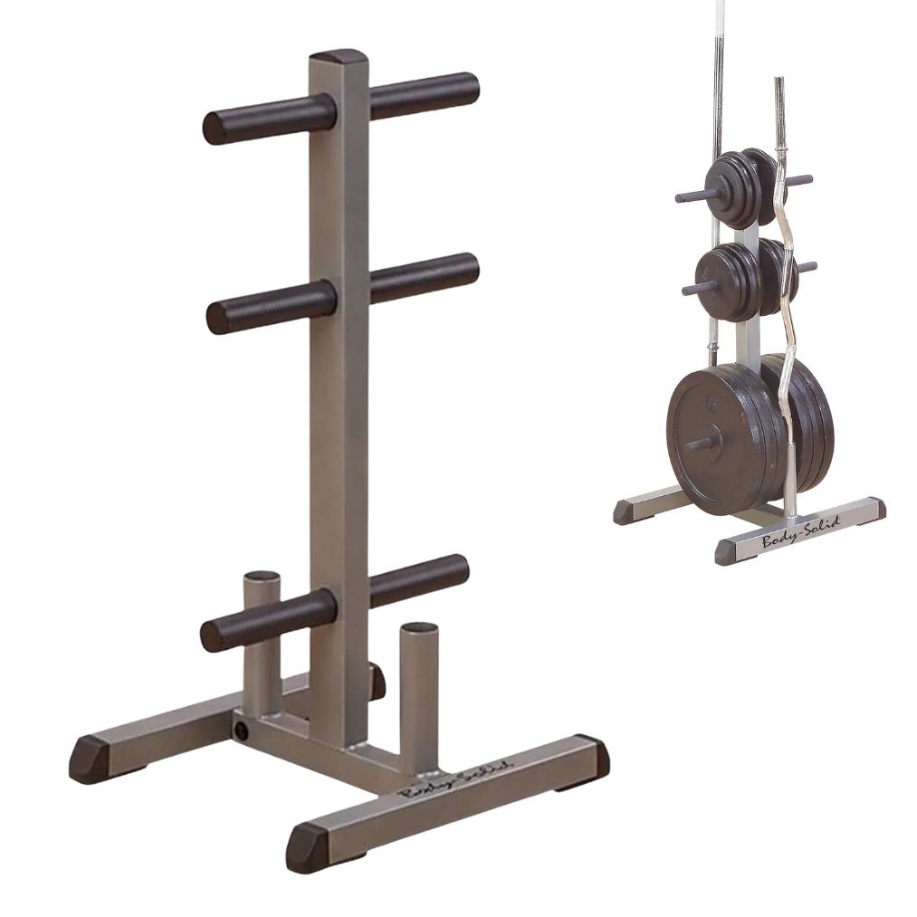 Body Solid GOWT Olympic Plate Tree & Bar Holder – 1000LB Weight Organizer