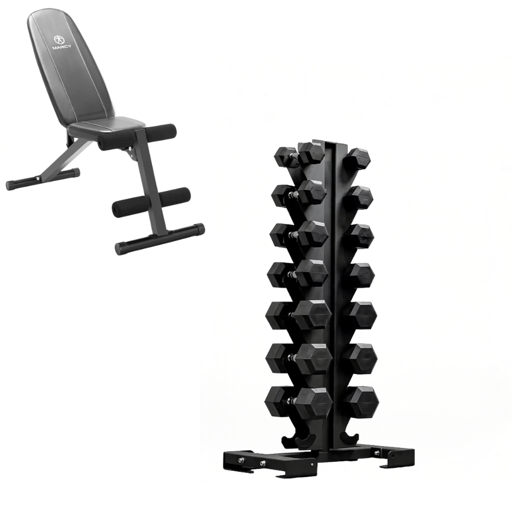 Level Fitness 2.5Kg to 20Kg Dumbbell Sets with 3 Tier Dumbbells Rack | 8 Pairs of Dumbbells
