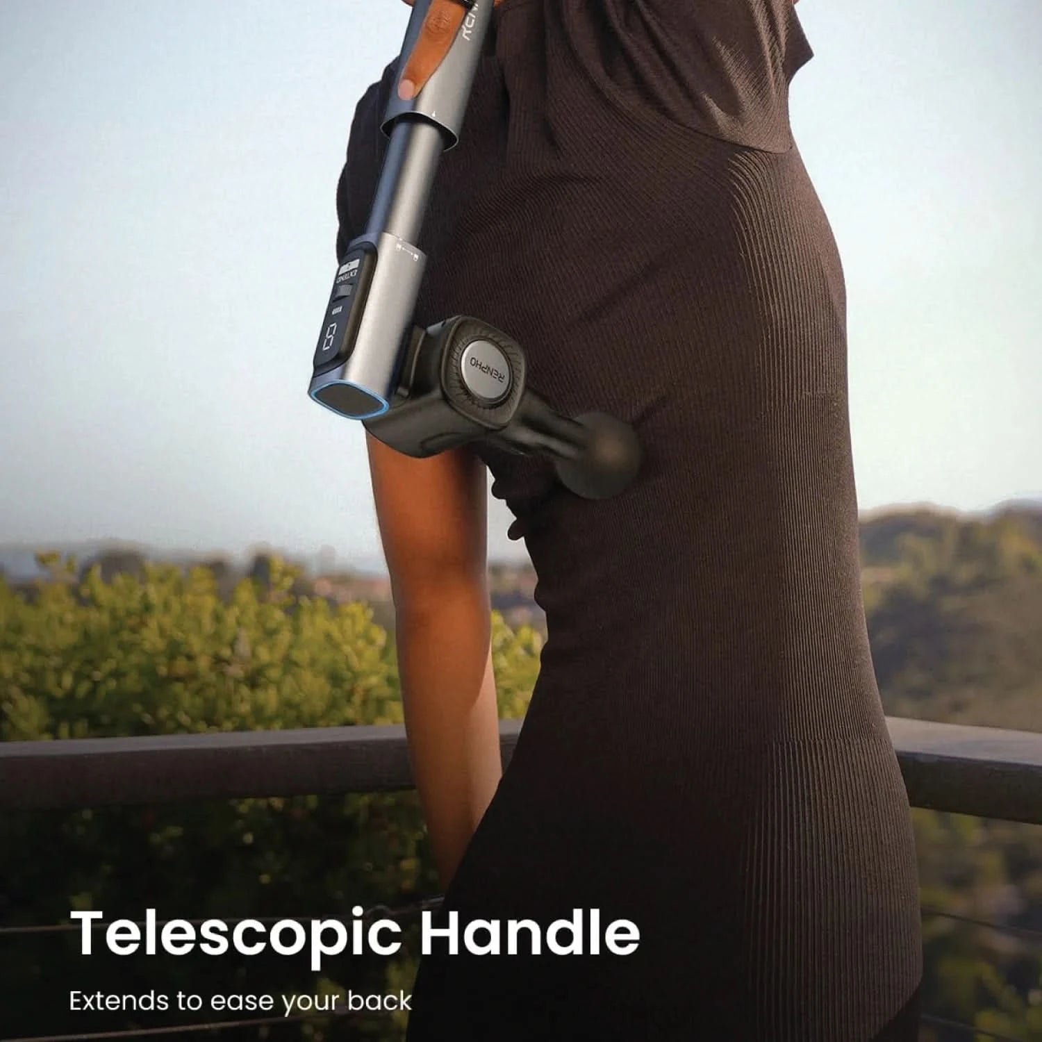 RENPHO Foldable Massage Gun with Extension Handle – Deep Tissue Percussion Massager