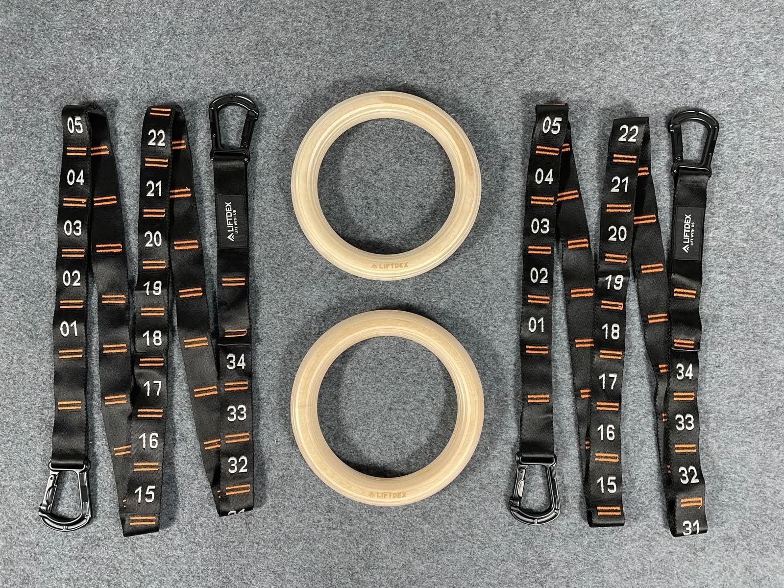 Liftdex Gymnastic Rings Wooden with Straps