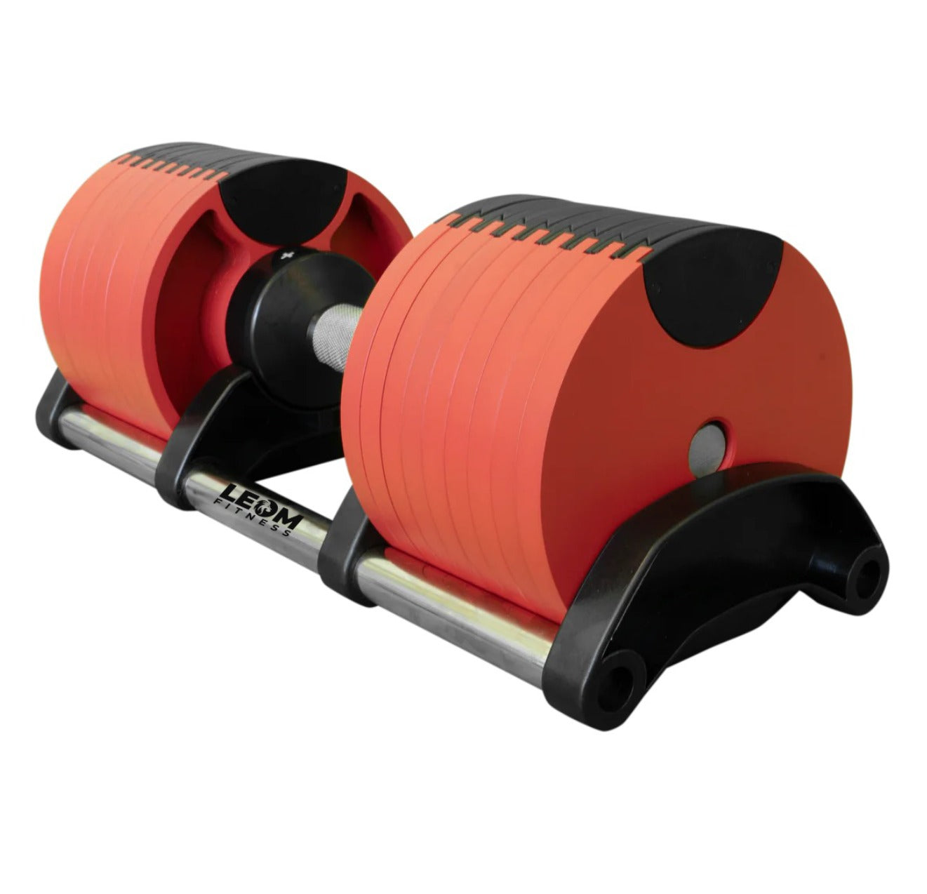 Leom Fitness Adjustable Dumbbells, 2kg to 32kg, Pair (Red)