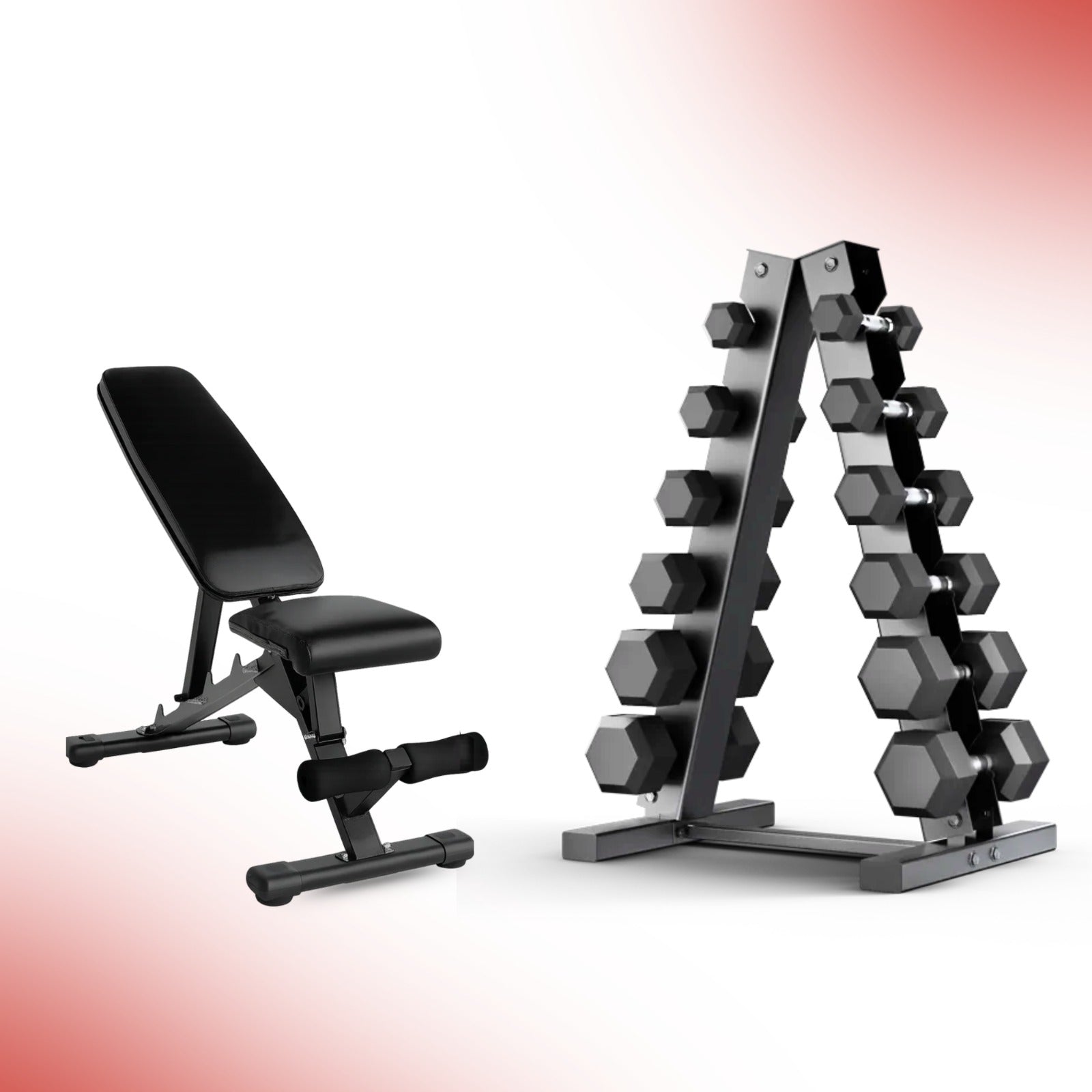 Level Fitness Dumbbells Set 2.5 to 15 Kg with 6 pair Vertical Dumbbell Rack Strength Training Equipment with Adjustable Bench for Bench Press (Optional) | Combo Classic Vertical Rack With Adjustable Bench