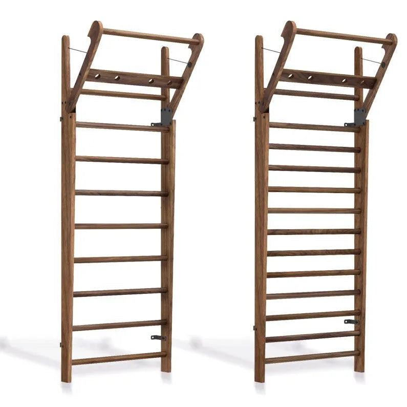 NOHRD WallBars – Wooden Wall Bar with Foldout Pull-Up Arm Walnut