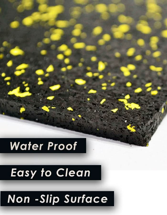 1441 Fitness Speckled Yellow Gym Flooring 100 x 100 (cm) - 20 mm Thickness