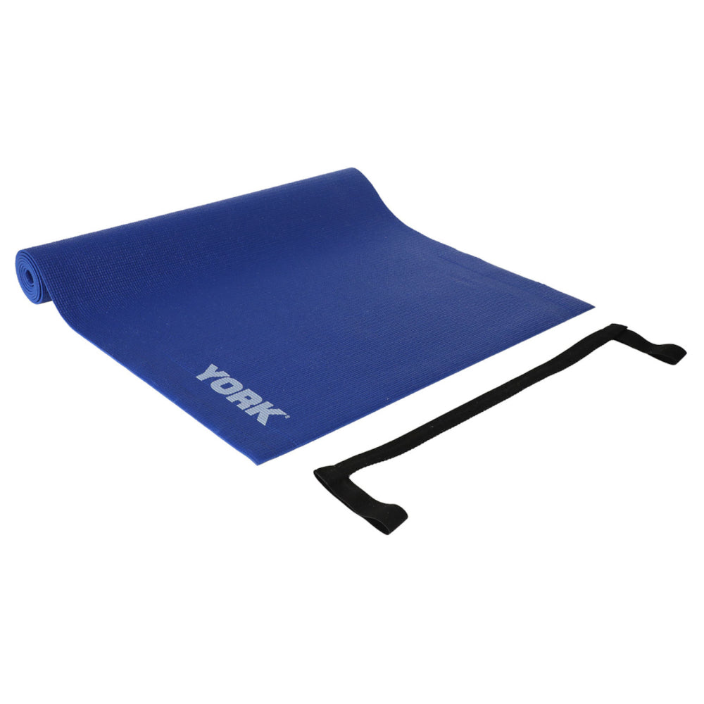 York Fitness Yoga Mat with carrying Strap, Black