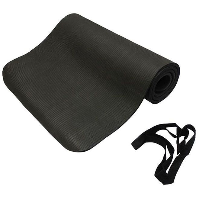 York Fitness Yoga Mat with carrying Strap, Black