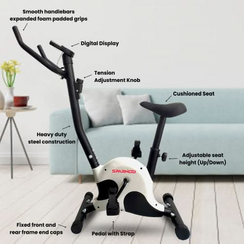 Sparnod Fitness Upright Exercise Bike For Home Use With Lcd Display, SUB-50