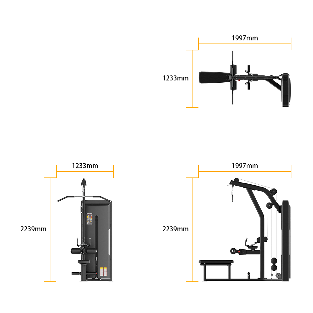 Insight Fitness Lat Pulldown & Mid Row Machine SA026 – Black | Back & Lats Strength Trainer