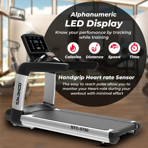 Sparnod Fitness, (7 HP AC Motor) Alphanumeric LED Display Treadmill, STC-5750