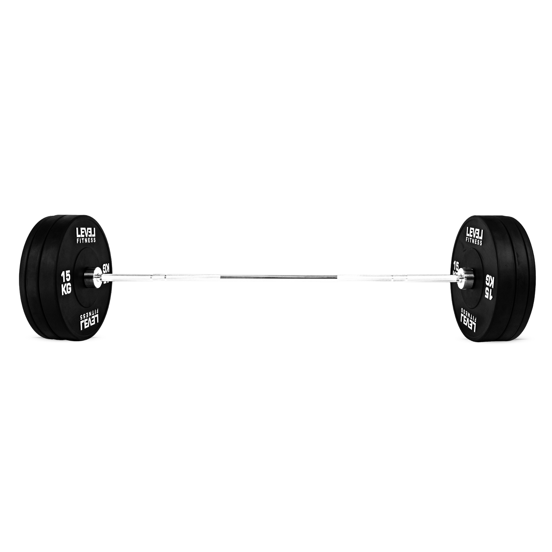 Combo | Level Fitness 7 ft Olympic Barbell with Black Olympic Plates Set | 120 Kg Set